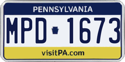 PA license plate MPD1673
