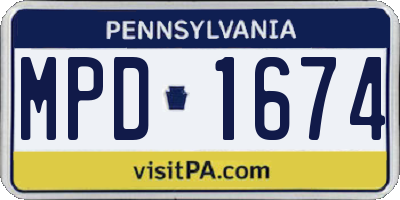 PA license plate MPD1674