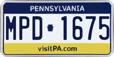 PA license plate MPD1675