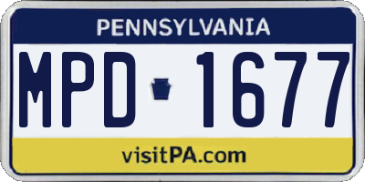 PA license plate MPD1677