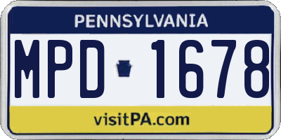 PA license plate MPD1678