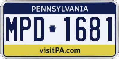 PA license plate MPD1681