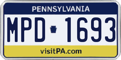 PA license plate MPD1693