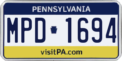 PA license plate MPD1694