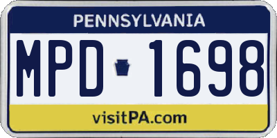 PA license plate MPD1698