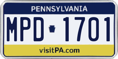 PA license plate MPD1701