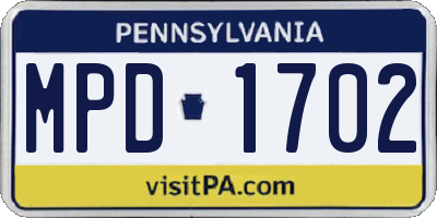 PA license plate MPD1702
