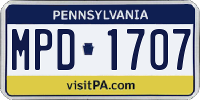 PA license plate MPD1707