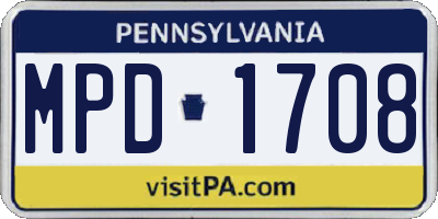 PA license plate MPD1708