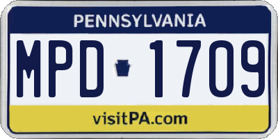 PA license plate MPD1709