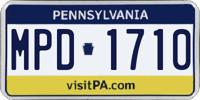 PA license plate MPD1710