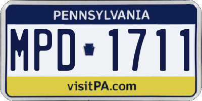 PA license plate MPD1711