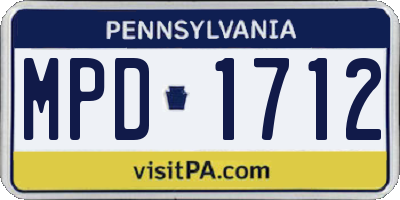 PA license plate MPD1712