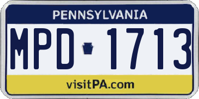 PA license plate MPD1713