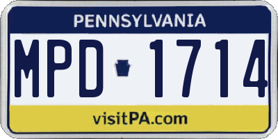 PA license plate MPD1714