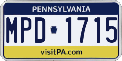 PA license plate MPD1715