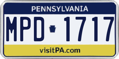 PA license plate MPD1717