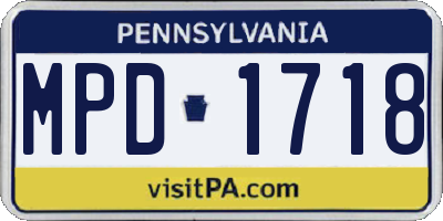 PA license plate MPD1718