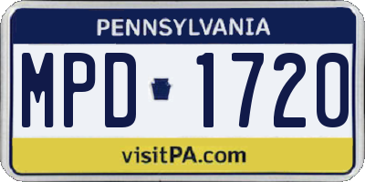 PA license plate MPD1720