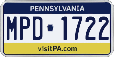 PA license plate MPD1722