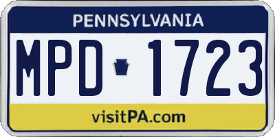 PA license plate MPD1723