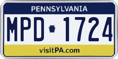 PA license plate MPD1724