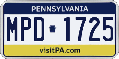 PA license plate MPD1725