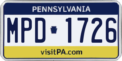 PA license plate MPD1726