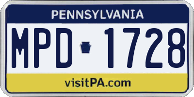 PA license plate MPD1728