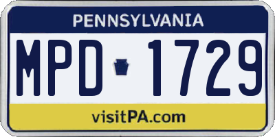 PA license plate MPD1729