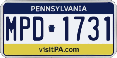 PA license plate MPD1731