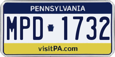 PA license plate MPD1732