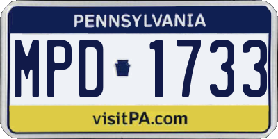 PA license plate MPD1733
