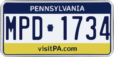 PA license plate MPD1734
