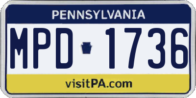 PA license plate MPD1736