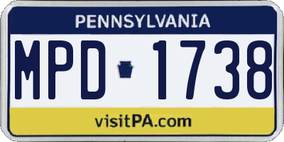 PA license plate MPD1738