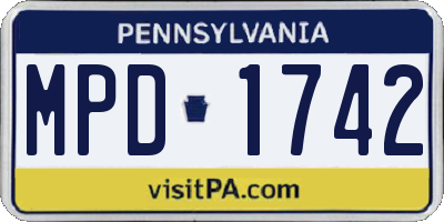 PA license plate MPD1742