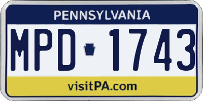 PA license plate MPD1743