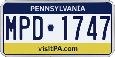 PA license plate MPD1747