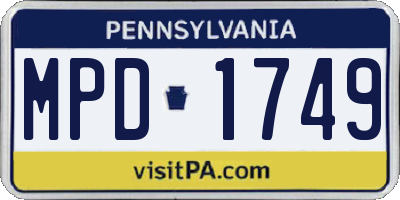PA license plate MPD1749