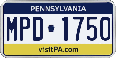 PA license plate MPD1750