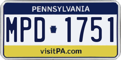 PA license plate MPD1751