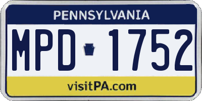 PA license plate MPD1752