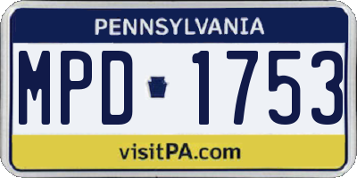 PA license plate MPD1753