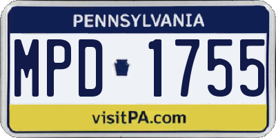 PA license plate MPD1755