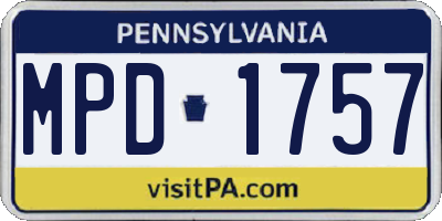 PA license plate MPD1757