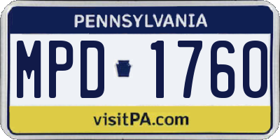PA license plate MPD1760