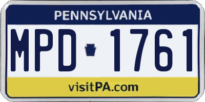 PA license plate MPD1761