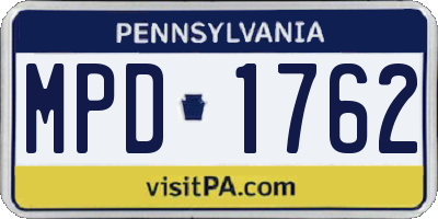 PA license plate MPD1762