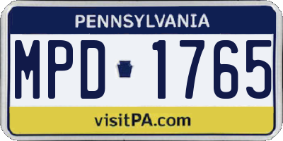 PA license plate MPD1765